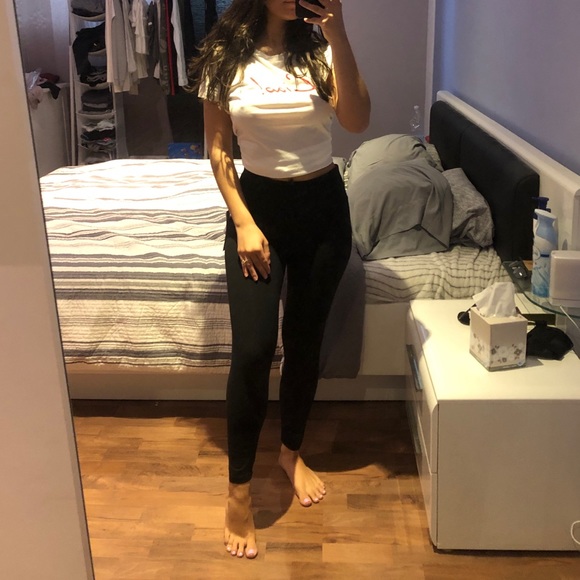 DKNY High Waisted diagonal sport logo leggings - Picture 2 of 5